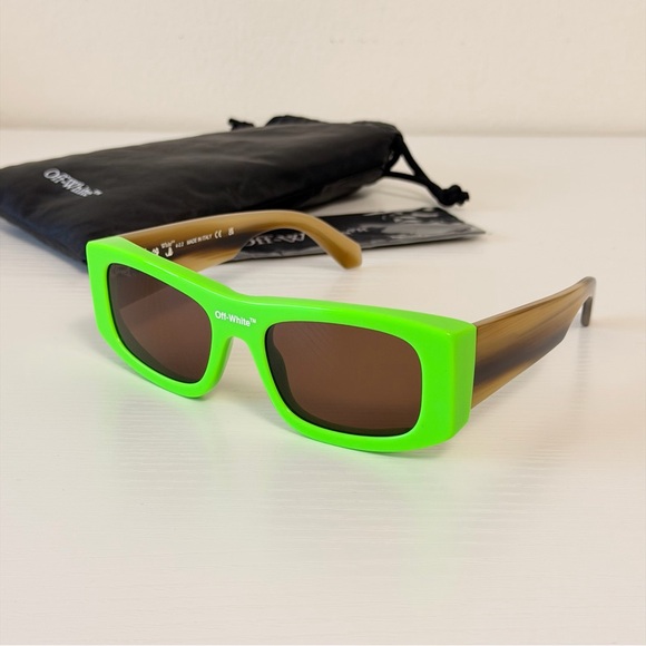Off-White Neon Green Rectangular Sunglasses, Unisex, OERI039 5964, Authentic main image 5